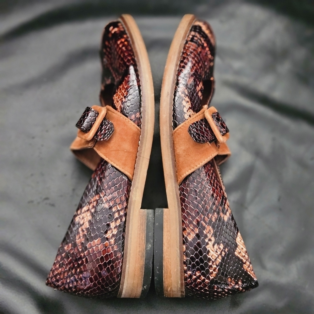 Girotti Sz 5/5.5 US Mary Jane 100% Leather Animal Print Buckle Vero cuoio Shoe - Picture 4 of 9